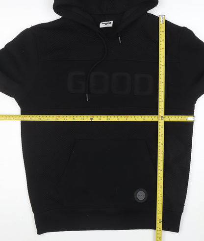 GHG Men's Black Pullover Hoodie S Hooded Kangaroo Pocket Logo
