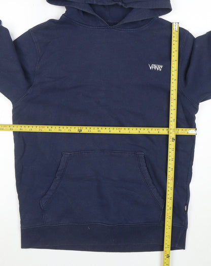 Vans Boys Navy Blue Pullover Hoodie Large Cotton Casual Logo Sweatshirt