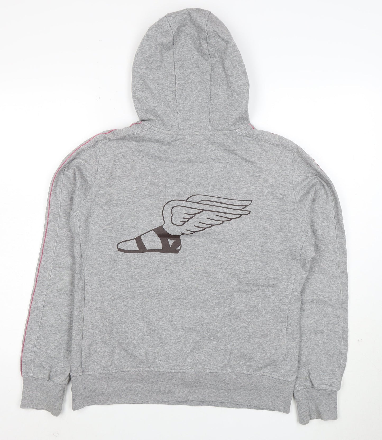 Nike Womens Grey Hoodie L Pullover 80% Cotton Logo Winged Design
