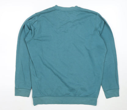 James Pringle Men's Blue Medium Crew Neck Cotton Sweatshirt