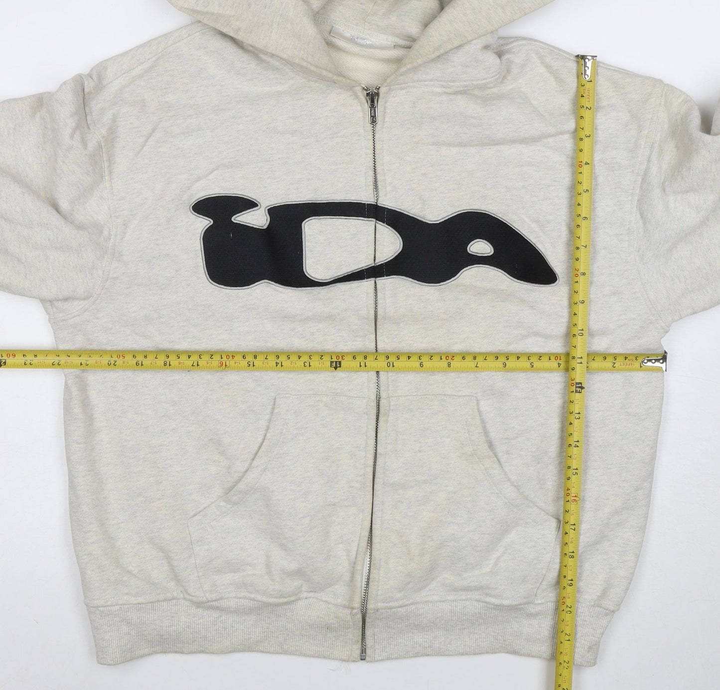 IDA Women Beige Full Zip Hoodie Medium Logo Graphic Cotton Casual