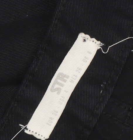 STR Womens Black Cotton Cargo Trousers M Regular Fit Pockets