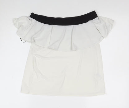H&M Women’s White Off Shoulder Ruffle Blouse Size S