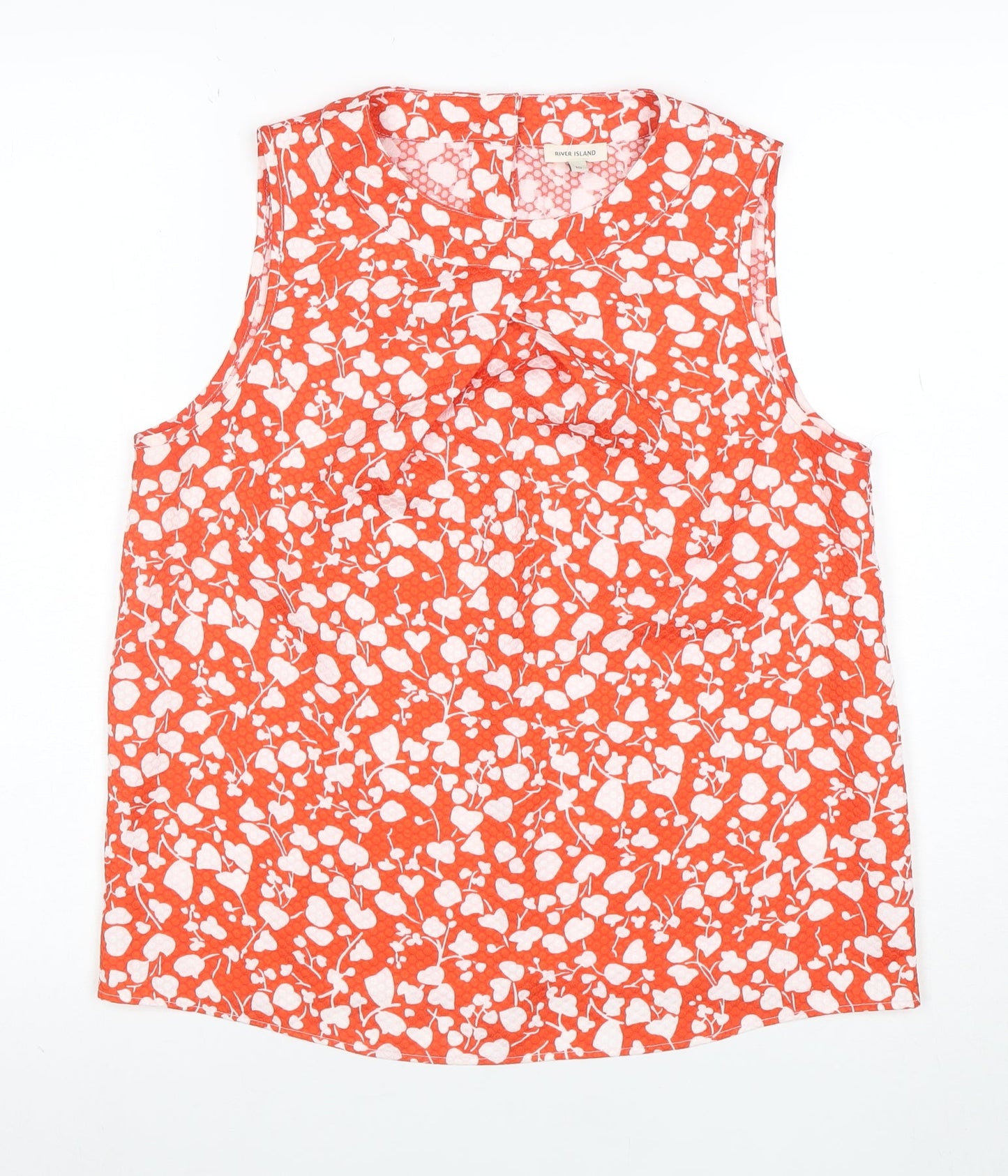 River Island Women's Orange Floral Sleeveless Blouse Size 10