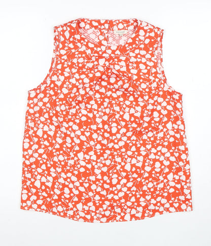 River Island Women's Orange Floral Sleeveless Blouse Size 10