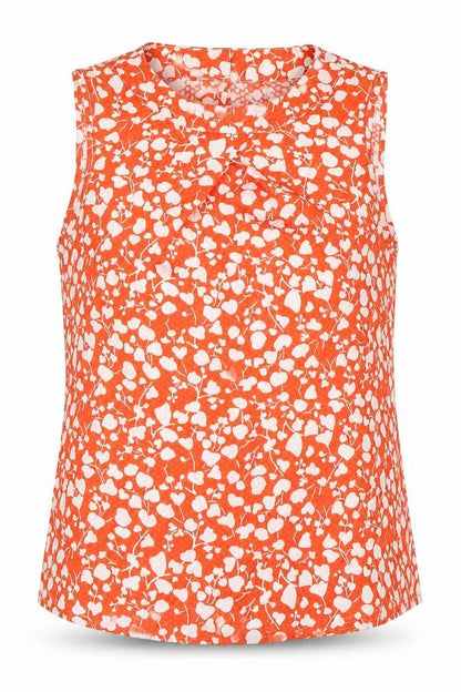 River Island Women's Orange Floral Sleeveless Blouse Size 10