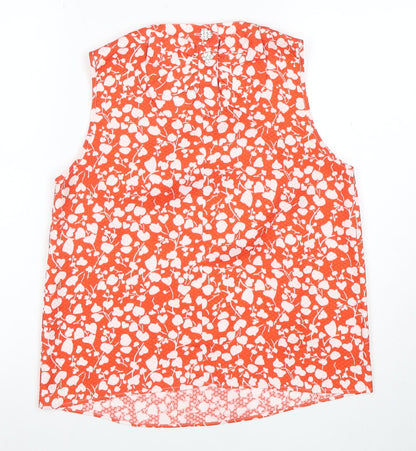 River Island Women's Orange Floral Sleeveless Blouse Size 10