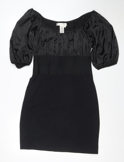 Studio M Women Black M Off Shoulder Puff Sleeve Bodycon Dress