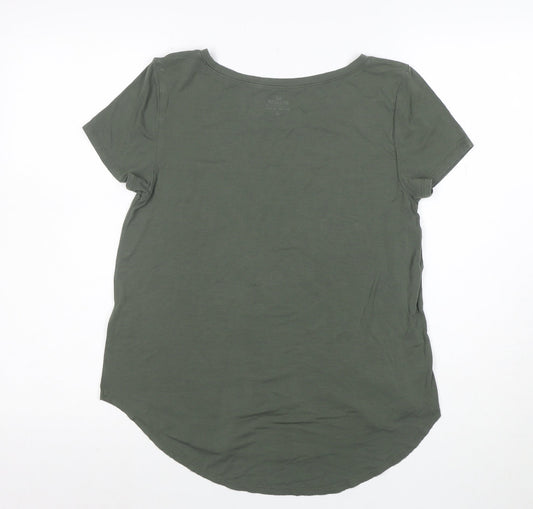 Hollister Women's Green Scoop Neck Short Sleeve Basic T-Shirt S