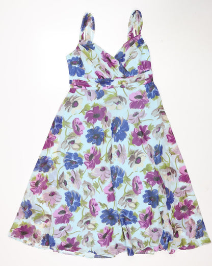 Debut Women's Multicoloured Floral Chiffon Fit & Flare Dress Size 10
