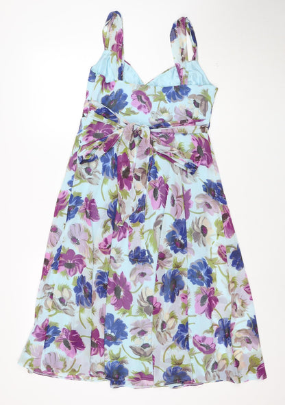 Debut Women's Multicoloured Floral Chiffon Fit & Flare Dress Size 10