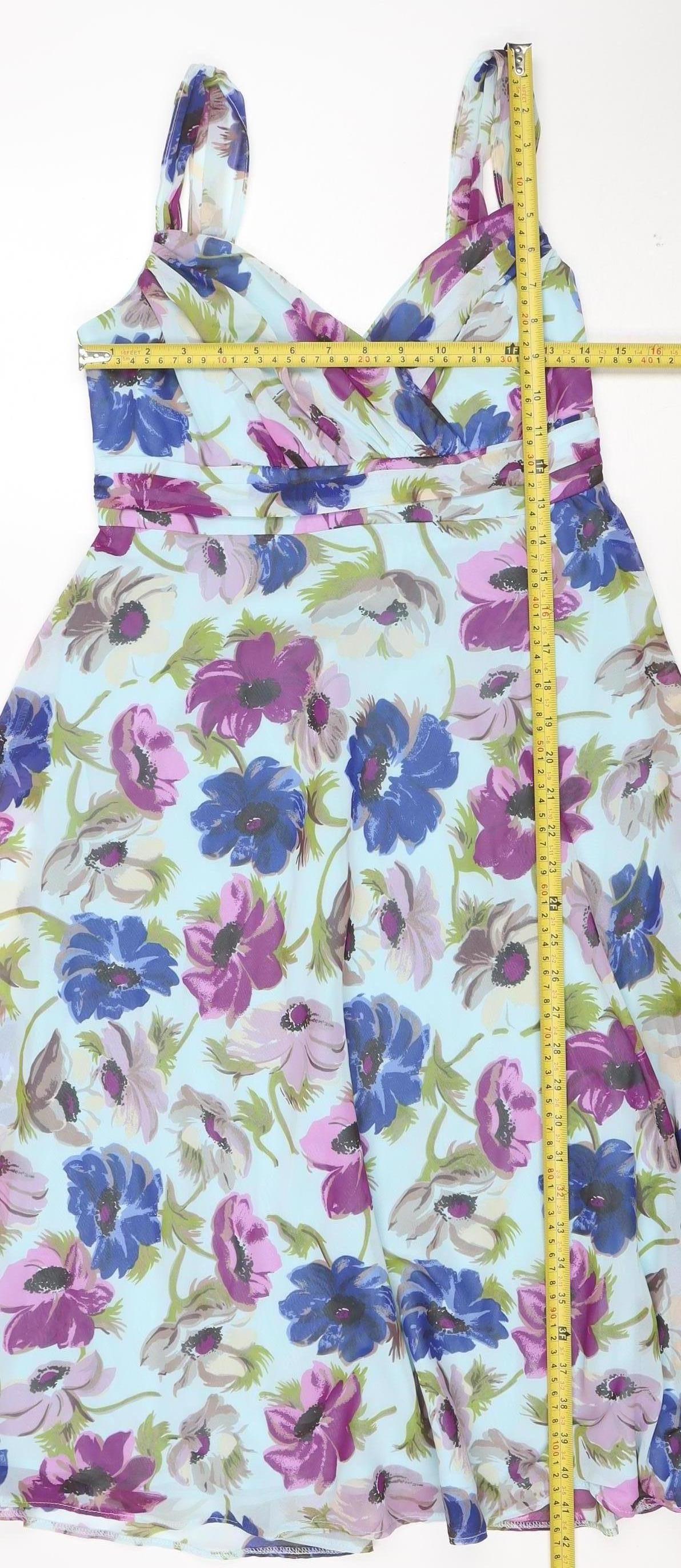Debut Women's Multicoloured Floral Chiffon Fit & Flare Dress Size 10