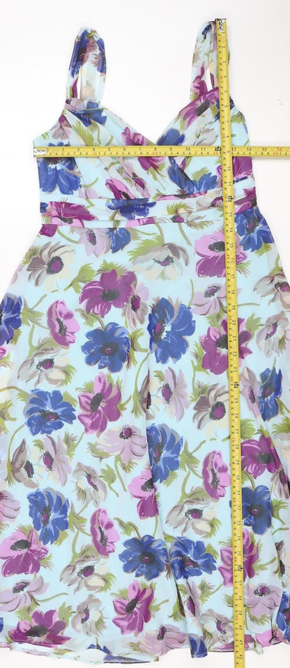 Debut Women's Multicoloured Floral Chiffon Fit & Flare Dress Size 10