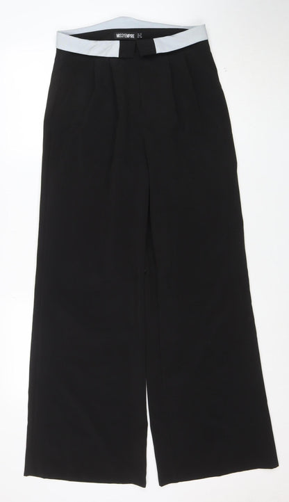 MissyEmpire Women's Black Wide-Leg Crepe Trousers Size 10