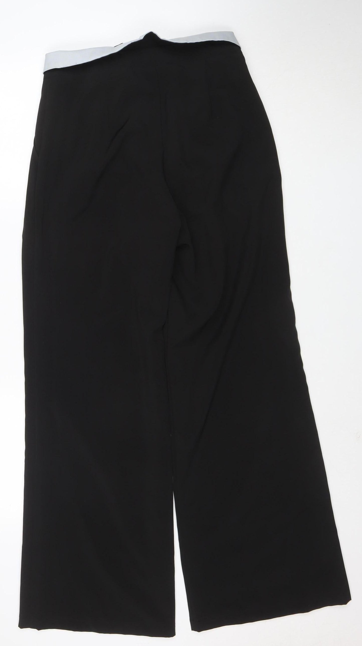 MissyEmpire Women's Black Wide-Leg Crepe Trousers Size 10