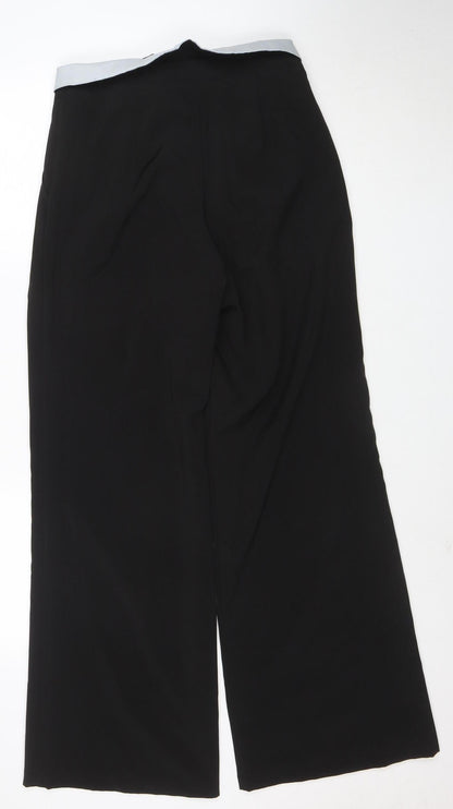 MissyEmpire Women's Black Wide-Leg Crepe Trousers Size 10