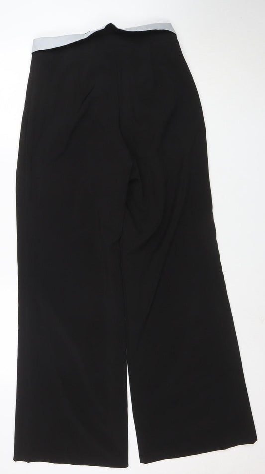 MissyEmpire Women's Black Wide-Leg Crepe Trousers Size 10