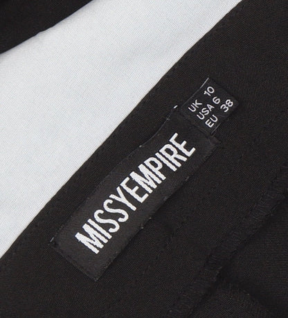 MissyEmpire Women's Black Wide-Leg Crepe Trousers Size 10