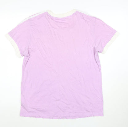 Adidas Womens Purple Ringer T-Shirt Size 10 Short Sleeve Cotton Top