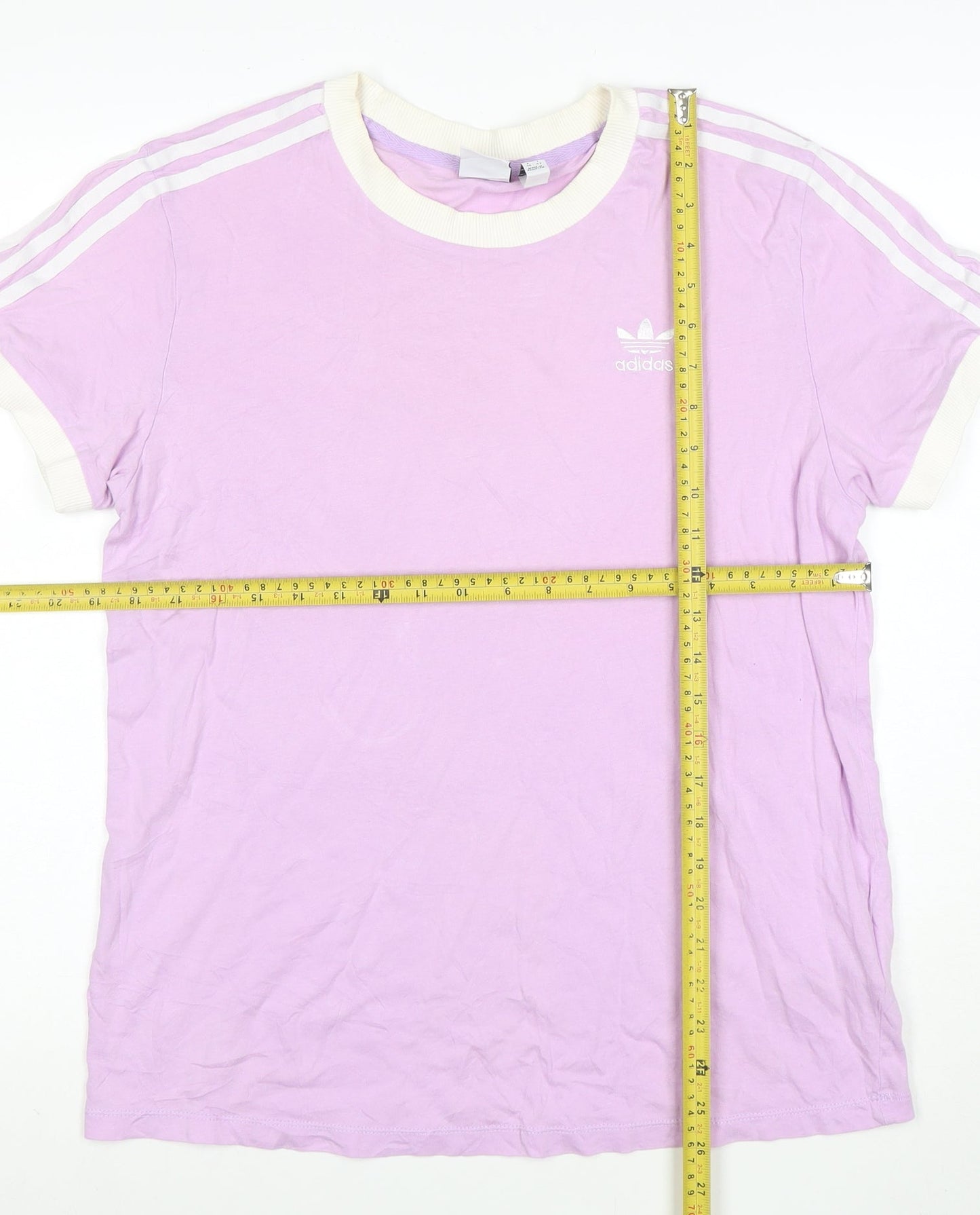Adidas Womens Purple Ringer T-Shirt Size 10 Short Sleeve Cotton Top