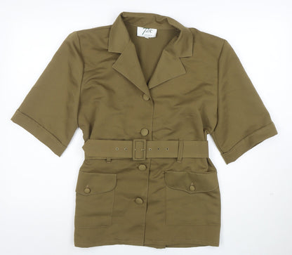 Talk Women’s Khaki Belted Short Sleeve Suit Jacket Size 10 Made in England