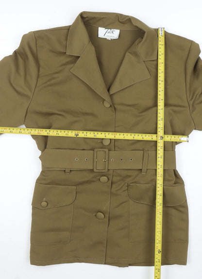 Talk Women’s Khaki Belted Short Sleeve Suit Jacket Size 10 Made in England