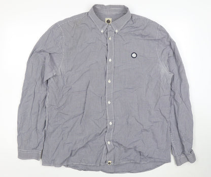 Blue Blood Mens Blue 2XL Classic Fit Checked Cotton Button-Up Shirt