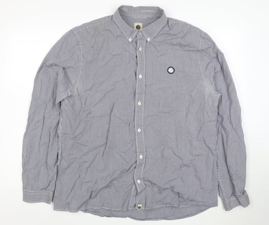 Blue Blood Mens Blue 2XL Classic Fit Checked Cotton Button-Up Shirt