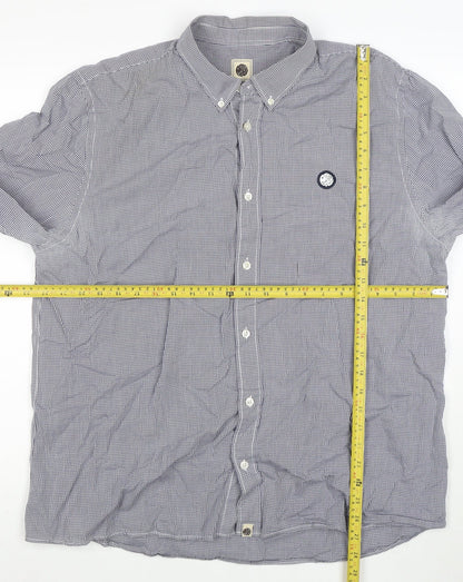 Blue Blood Mens Blue 2XL Classic Fit Checked Cotton Button-Up Shirt
