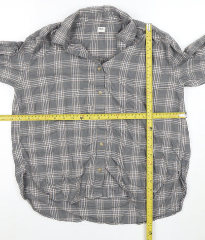 Uniqlo Men's Grey Check Button-Up Casual Shirt Size M