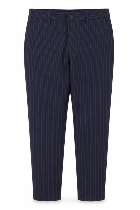 ONLY & SONS Womens Blue Pinstripe Slim Fit Chino Trousers L