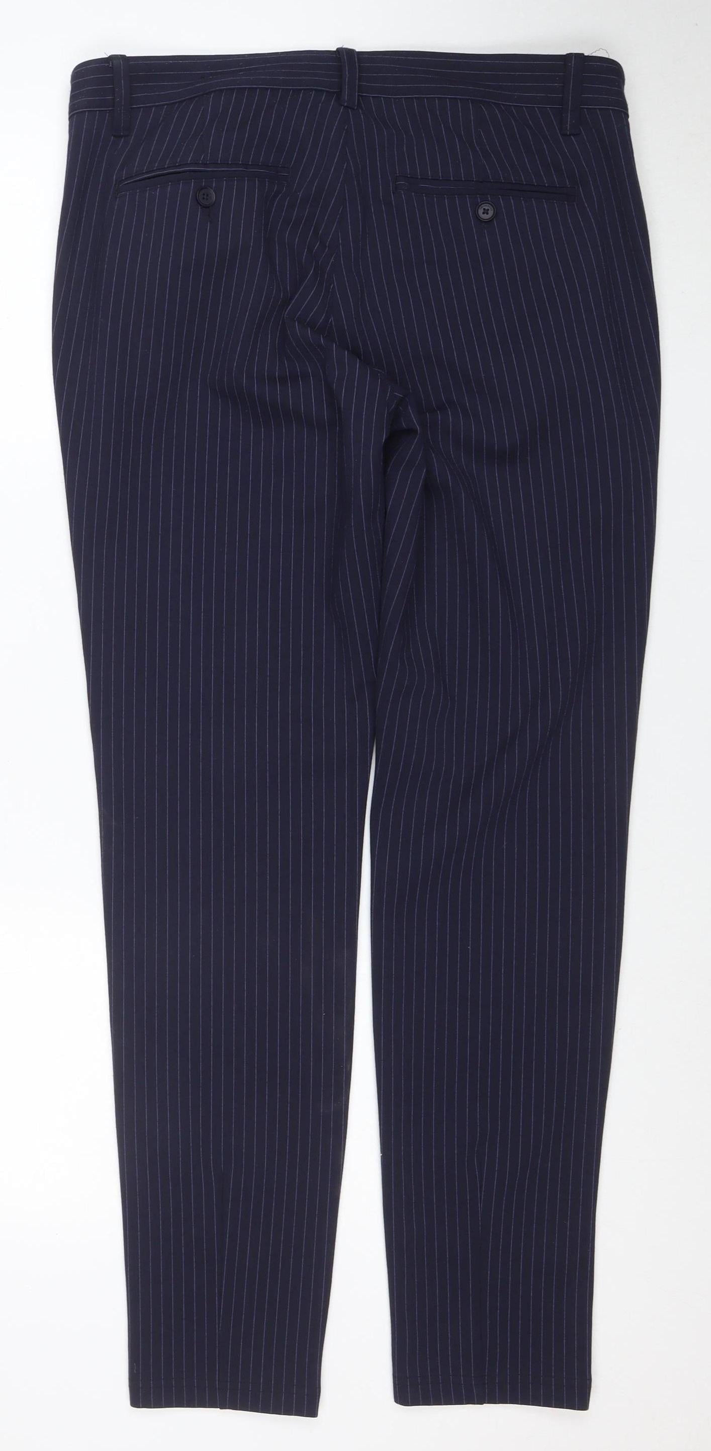 ONLY & SONS Womens Blue Pinstripe Slim Fit Chino Trousers L