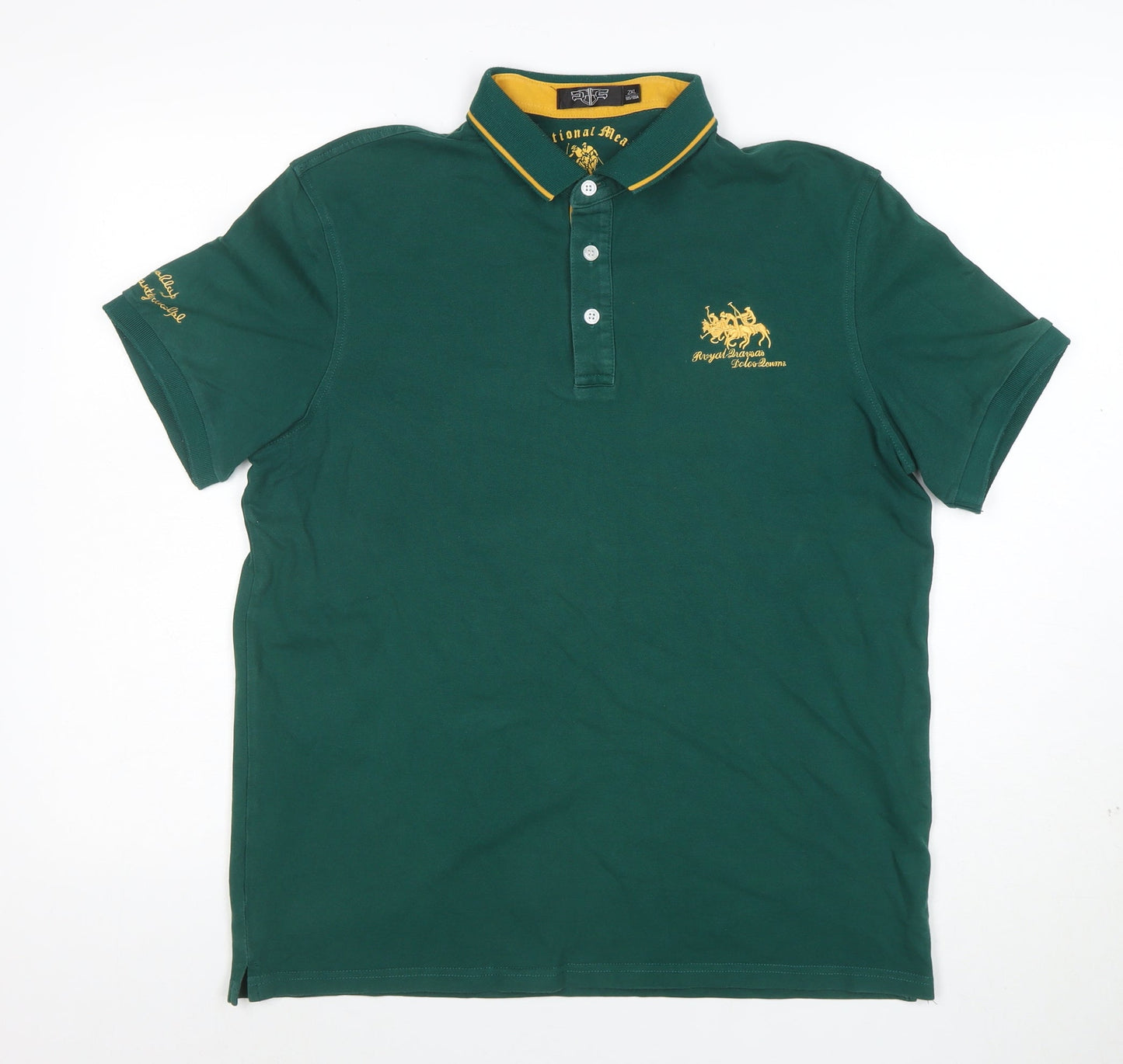 SPE Men's Green 2XL Polo Shirt Royal National Embroidered Cotton