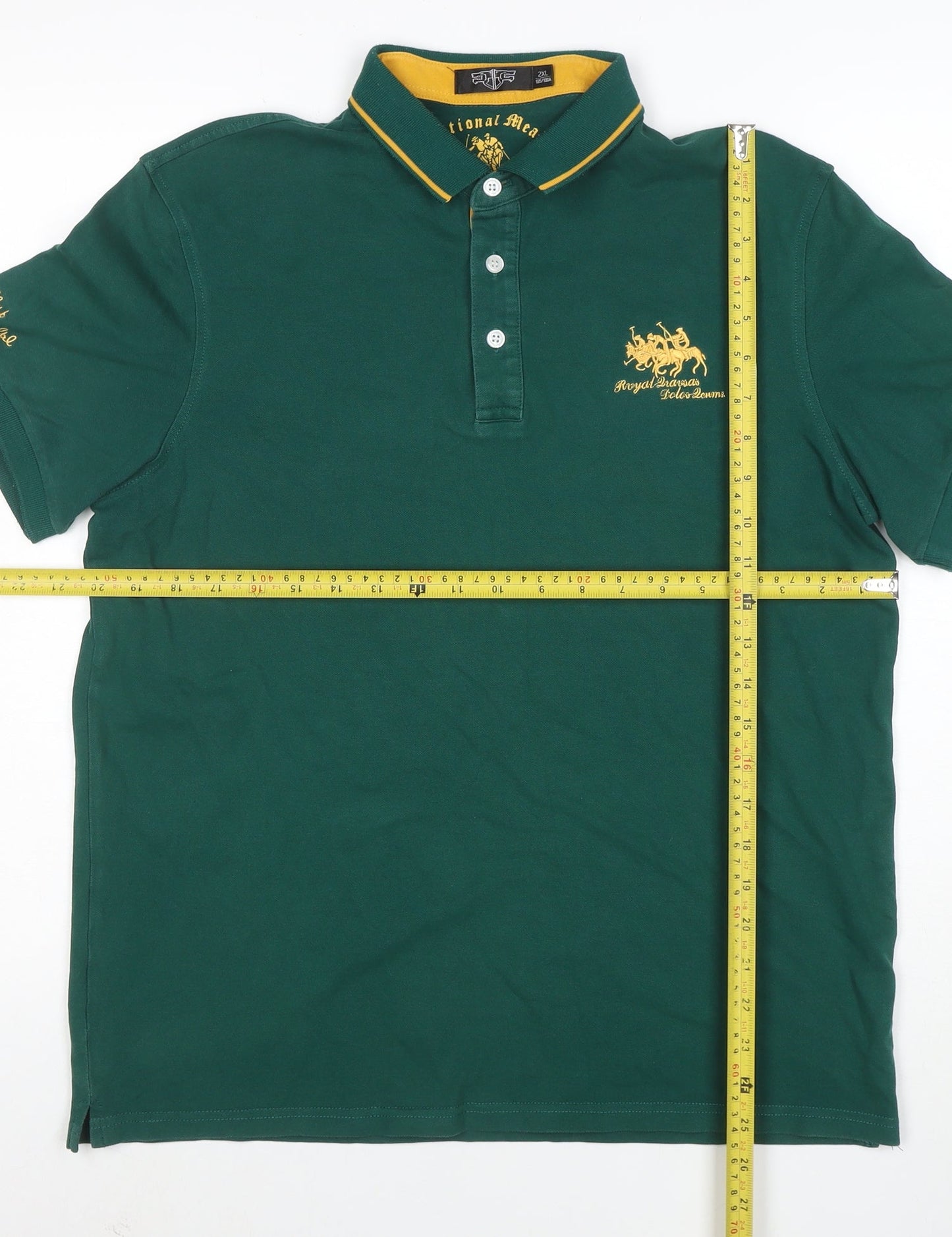 SPE Men's Green 2XL Polo Shirt Royal National Embroidered Cotton