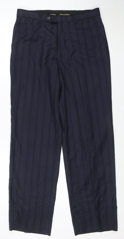 Pittarelli Uomo Men's Blue Striped Dress Pants 30R Regular Fit