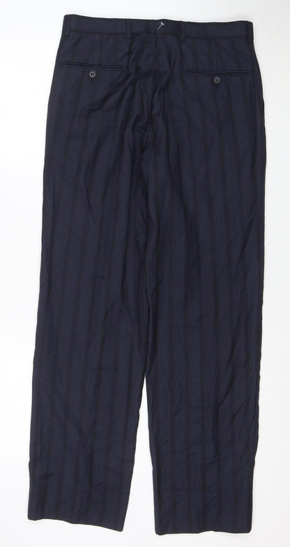 Pittarelli Uomo Men's Blue Striped Dress Pants 30R Regular Fit