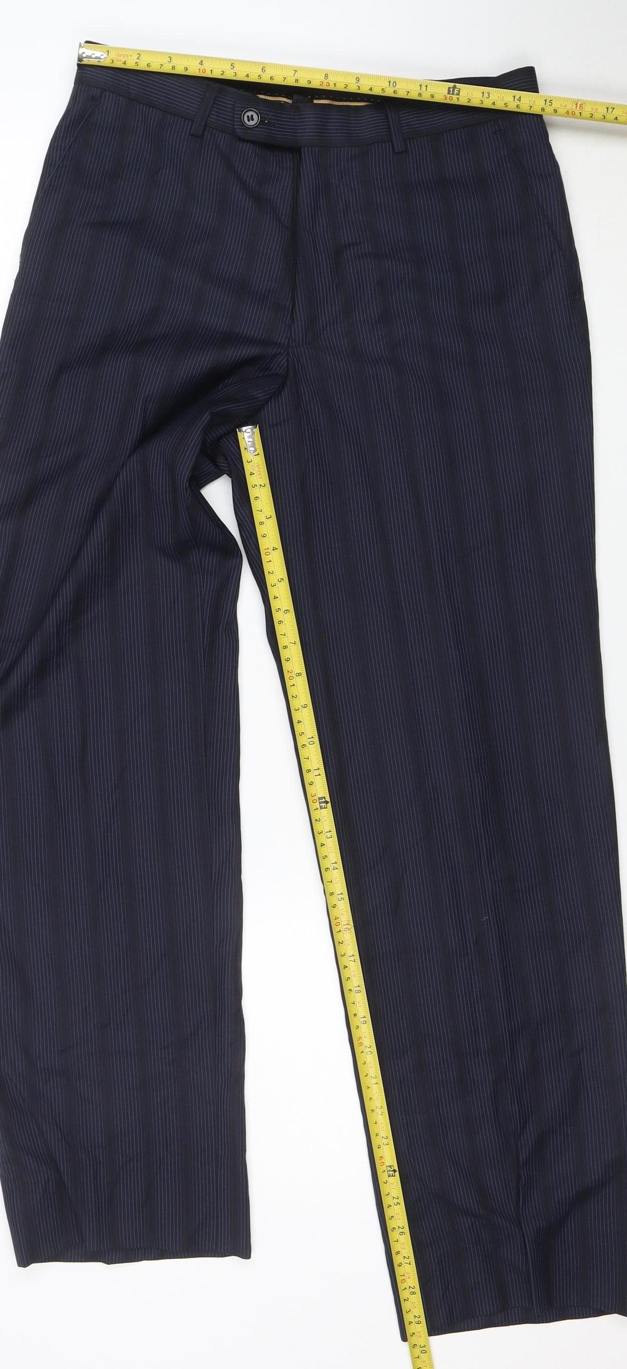 Pittarelli Uomo Men's Blue Striped Dress Pants 30R Regular Fit