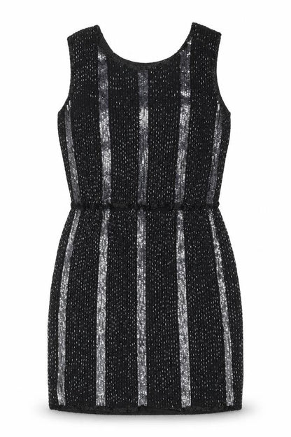 Papell Boutique Women’s Black Sequin Sheath Dress L Sleeveless Vintage Evening