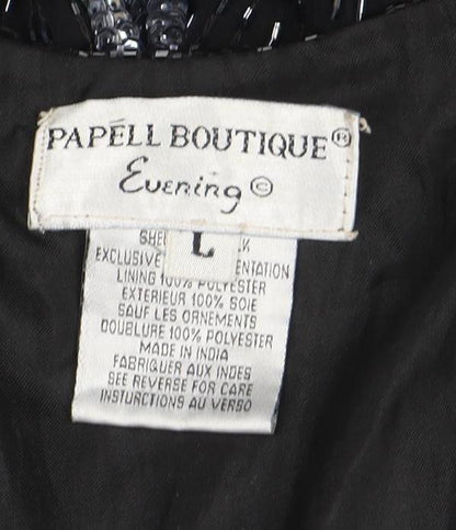 Papell Boutique Women’s Black Sequin Sheath Dress L Sleeveless Vintage Evening