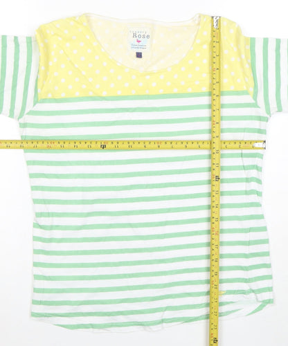 Country Rose Women's Multicoloured Striped 3/4 Sleeve Cotton T-Shirt Size S
