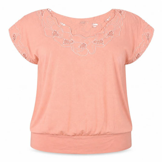 RJR.John Rocha Women Pink Floral Embroidered Petite Viscose Tunic Top Size 16