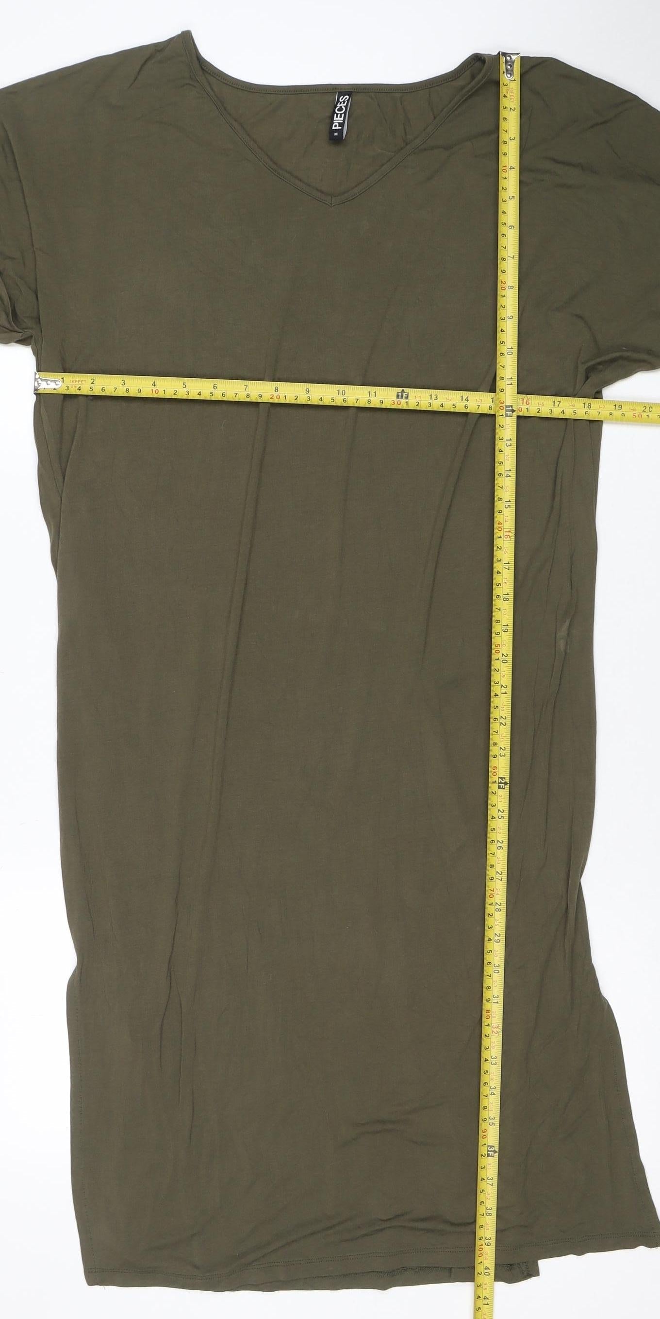Pieces Women’s Green T-Shirt Dress Medium Jersey Casual