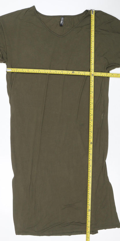 Pieces Women’s Green T-Shirt Dress Medium Jersey Casual