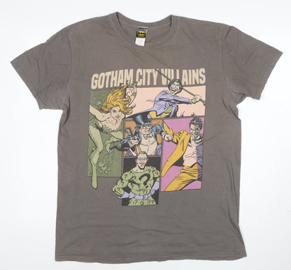 Batman Men's Grey Gotham City Villains Graphic T-Shirt Size L