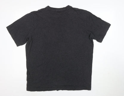 Lands' End Men's Black Crew Neck Short Sleeve Cotton T-Shirt Size L