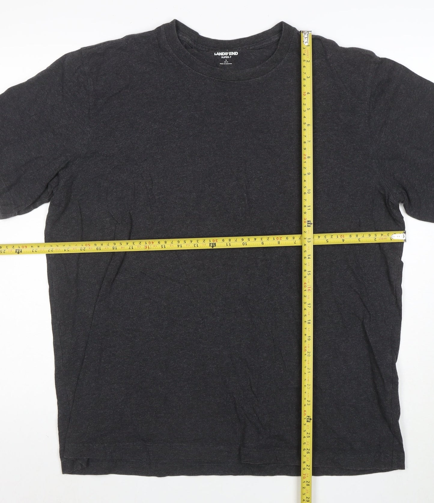 Lands' End Men's Black Crew Neck Short Sleeve Cotton T-Shirt Size L