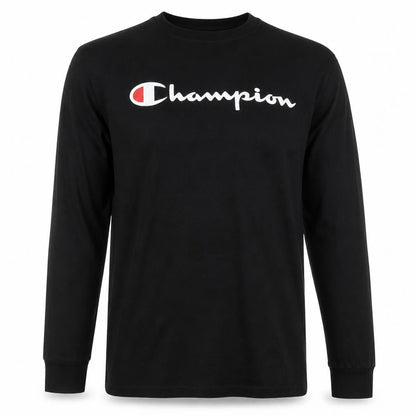 Champion Men's Black Long Sleeve Logo T-Shirt Size L