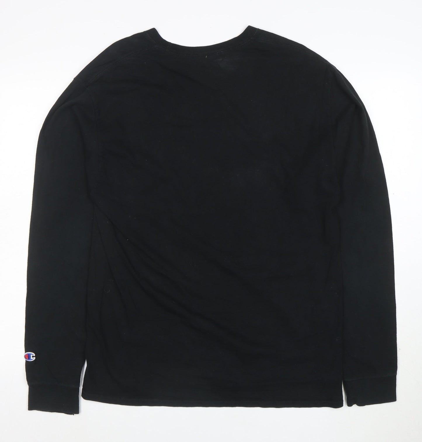 Champion Men's Black Long Sleeve Logo T-Shirt Size L