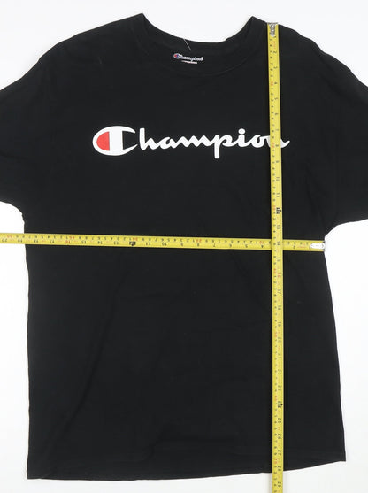 Champion Men's Black Long Sleeve Logo T-Shirt Size L