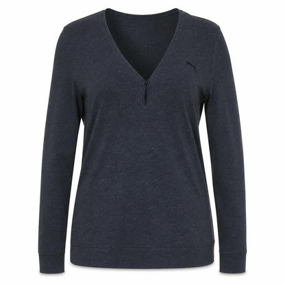 Puma Womens Grey Long Sleeve V-Neck Cotton Blend Top Size 12